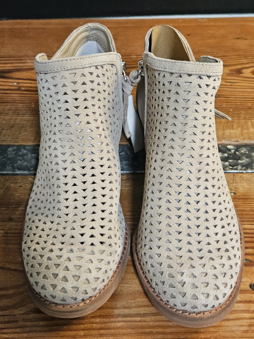 Dolce Vita Taupe Perforated Suede Ankle Booties